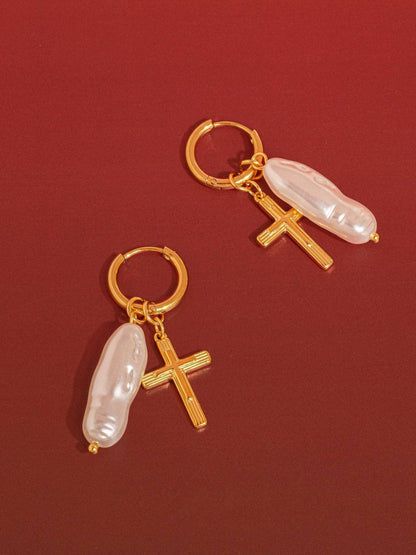 Bréline Cross Pearl Drops