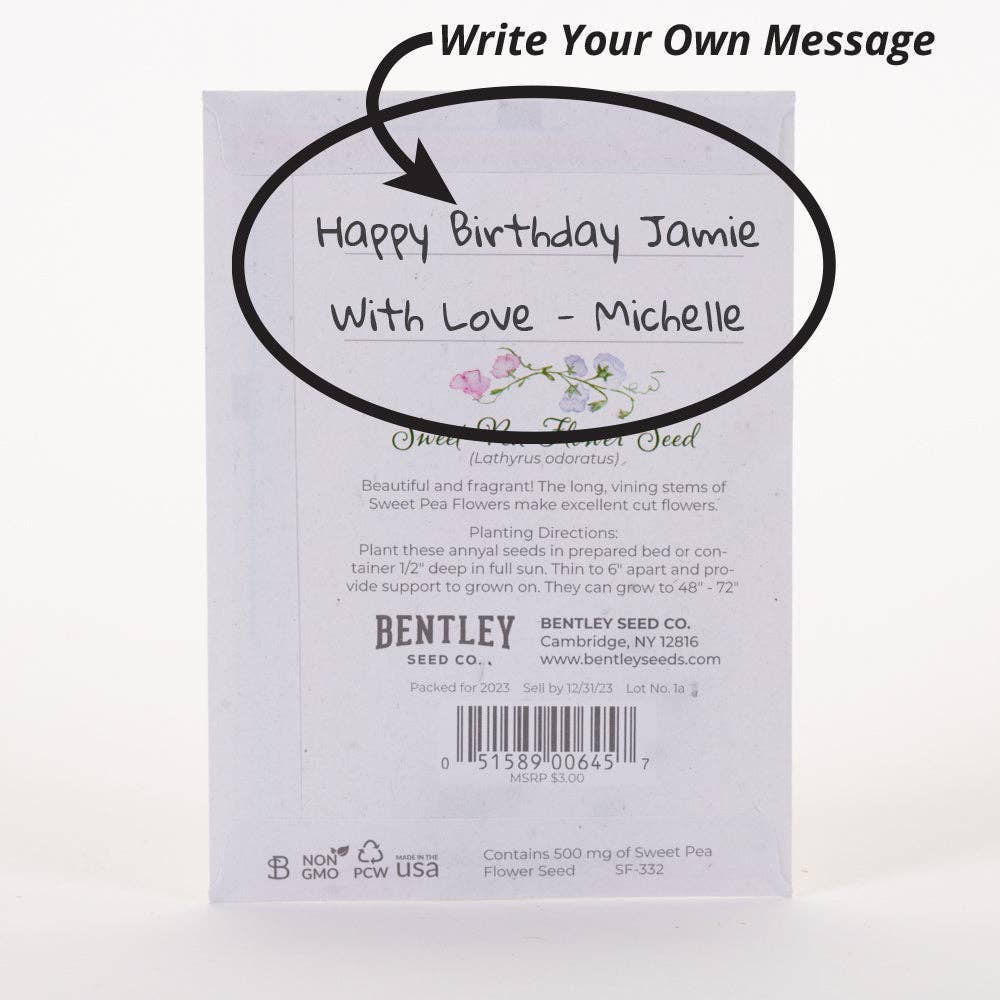 Happy Birthday Sweet Pea - Sweet Pea Seed Packets