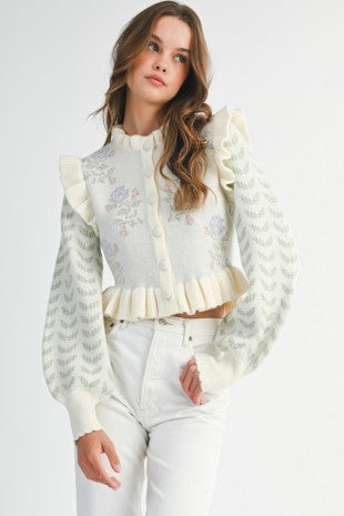 Floral Print Detail Cardigan