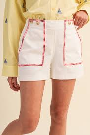 High Waist Shorts With Contrast Stitching