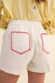 High Waist Shorts With Contrast Stitching