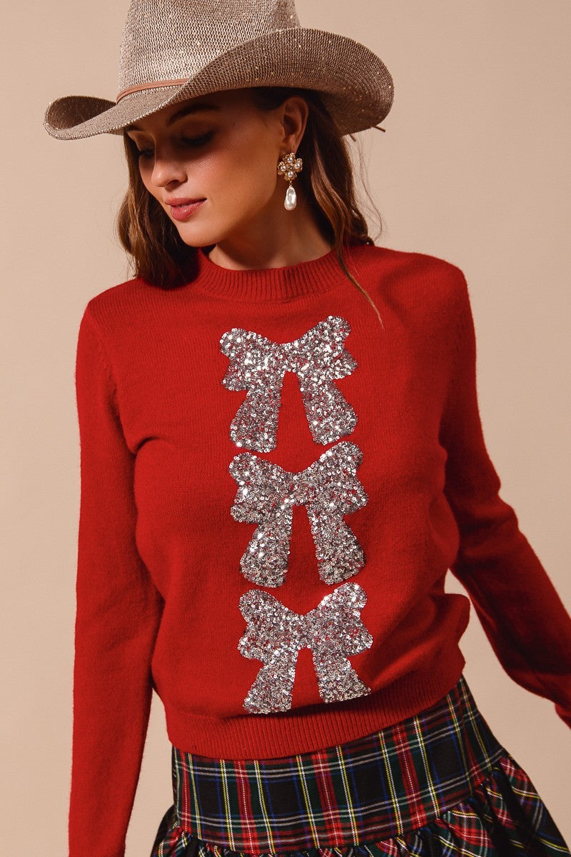 Sequin Bow Sweater