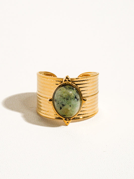 18k Gold Stone Bold Adjustable Ring