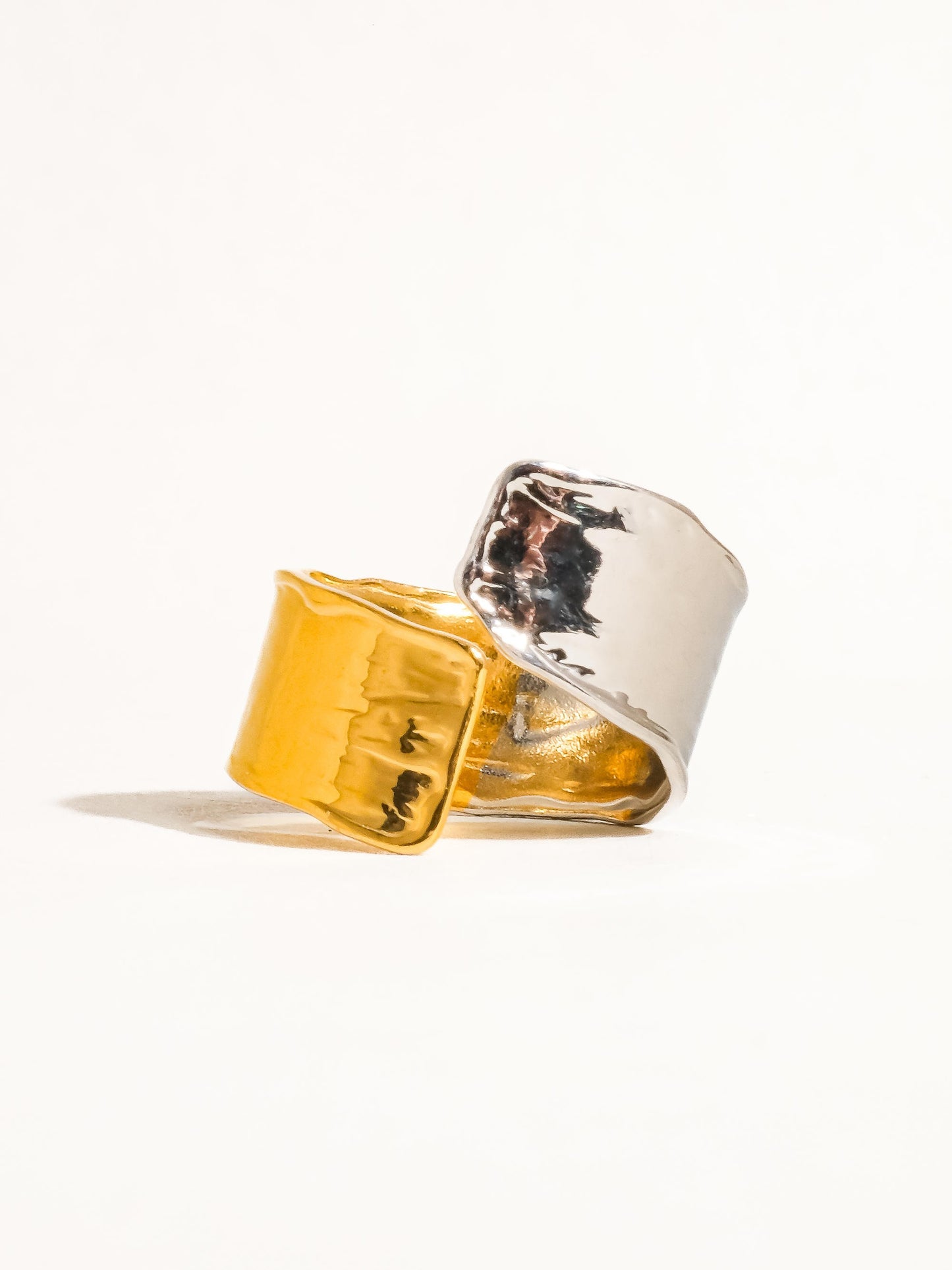 18k Gold Non-tarnish Textured Open Ring