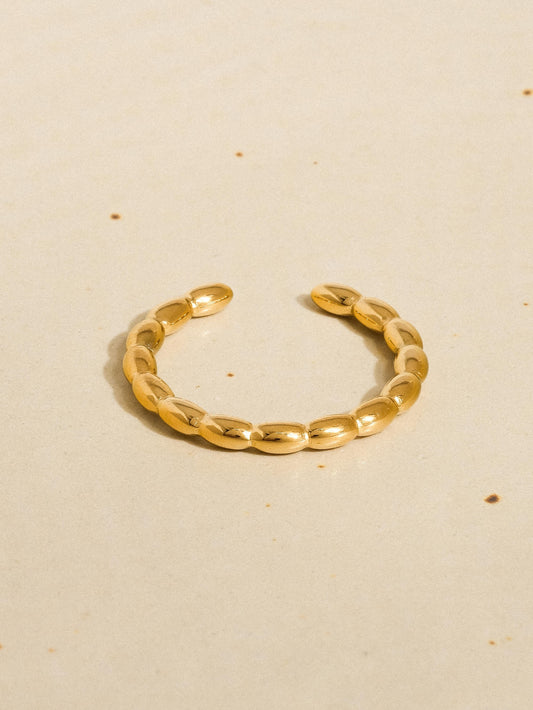 18k Gold Thin Beaded Band Ring