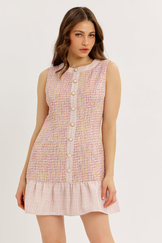 Tweed Ruffle Mini Dress