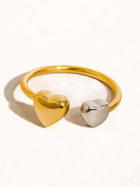 18k Gold Two Tone Heart Ring