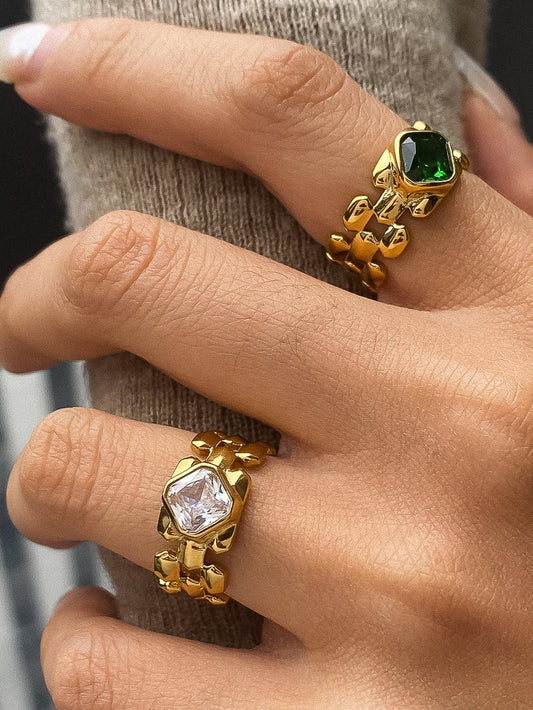 18k Gold Cz Watchband Ring