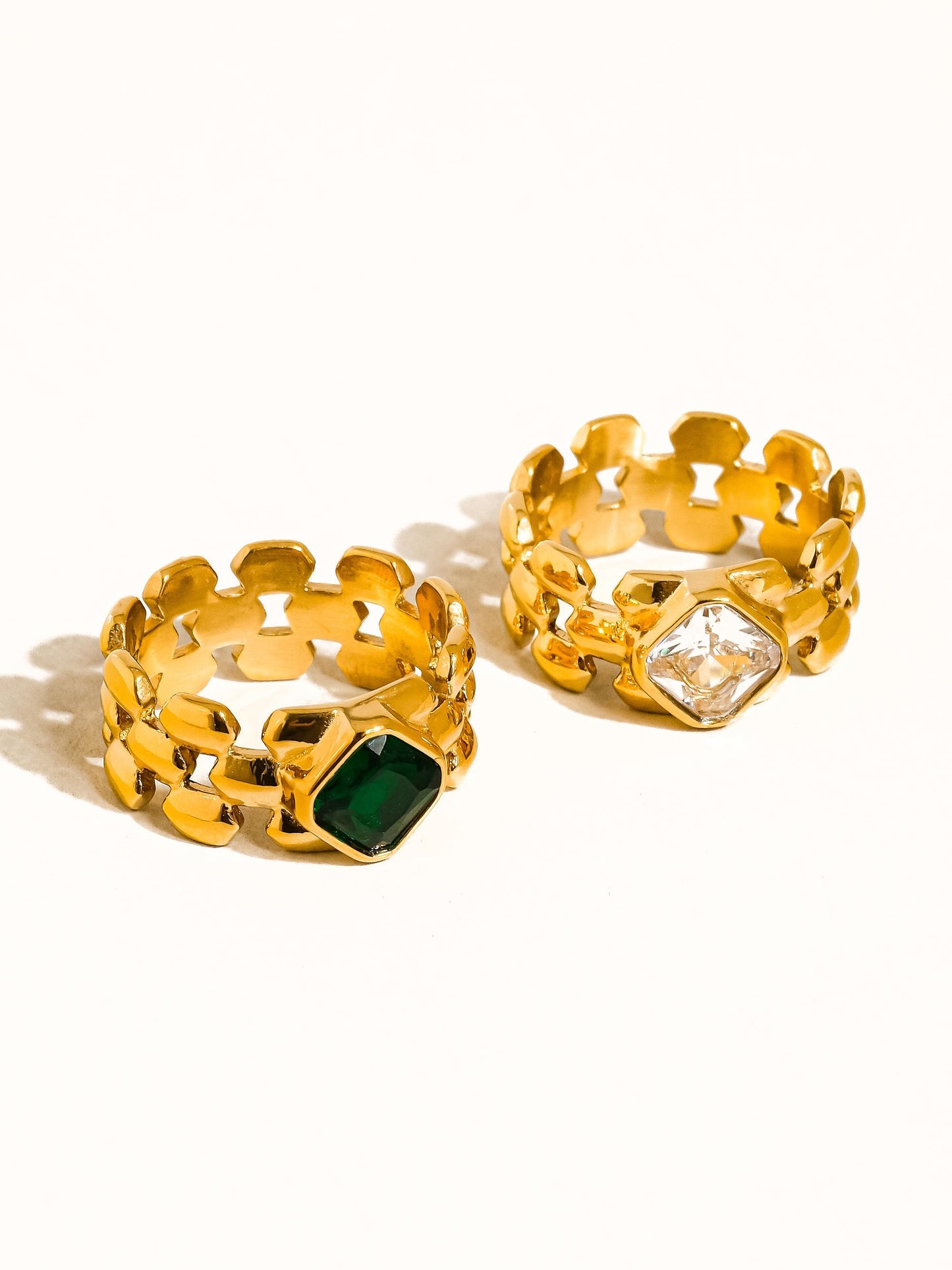 18k Gold Cz Watchband Ring